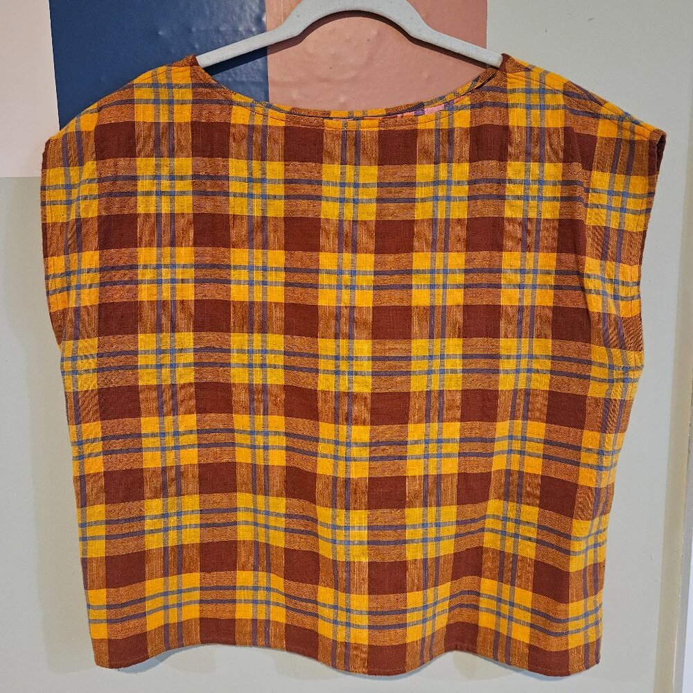 Ace & Jig plaid shell top, reversible, size M